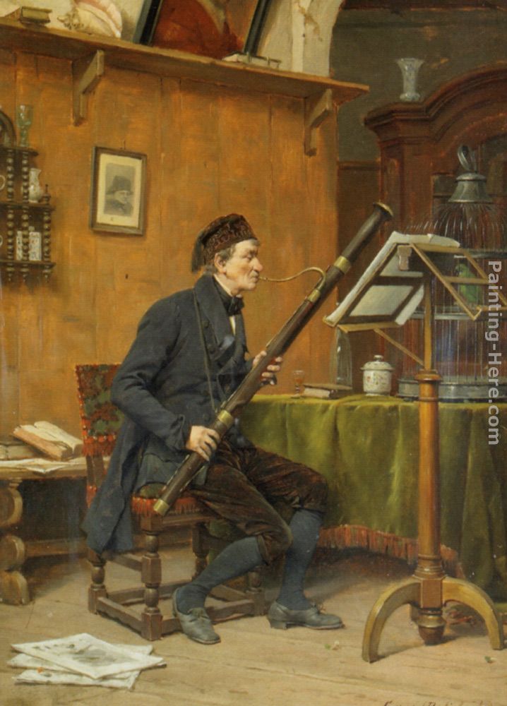 The Bassoon Player painting - Gerard Portielje The Bassoon Player art painting